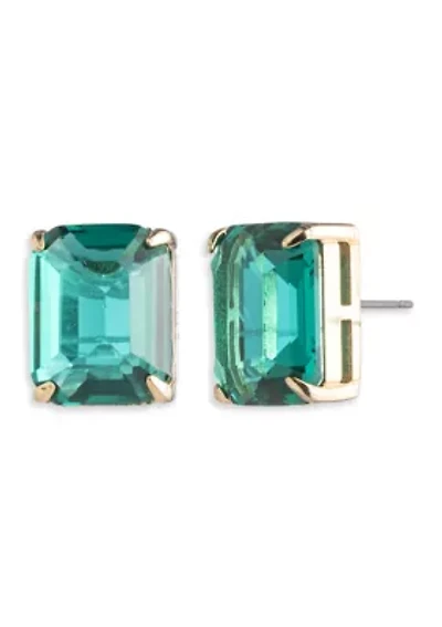 Gold Tone Stone Stud Earrings