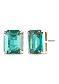 Gold Tone Stone Stud Earrings