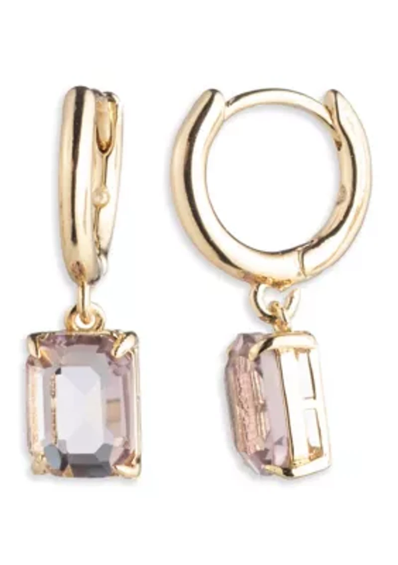 Gold Tone Huggie Drop Earrings