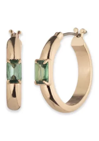 Gold Tone Baguette Stone Earrings