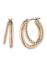 Gold Tone 20mm Bead Split Hoop Earrings
