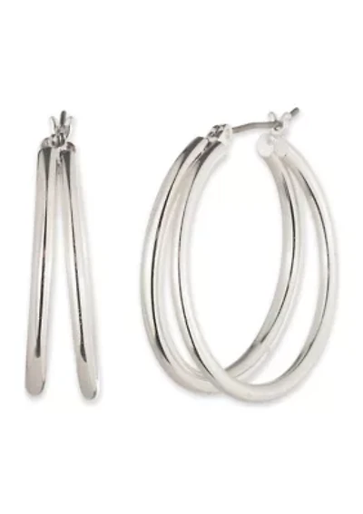 Silver Tone Split Hoop Earrings