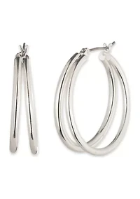 Silver Tone Split Hoop Earrings