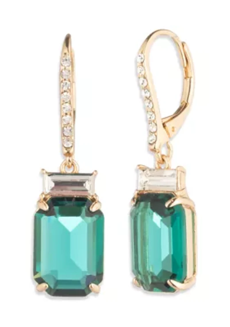 Stone Drop Gold Tone Earrings