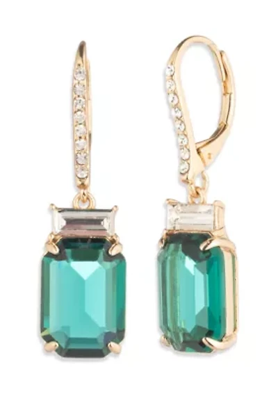 Stone Drop Gold Tone Earrings