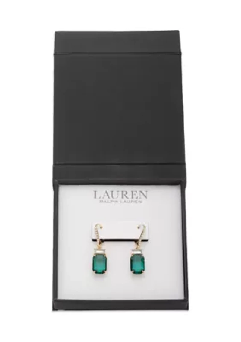 Stone Drop Gold Tone Earrings