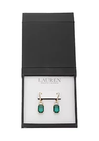 Stone Drop Gold Tone Earrings