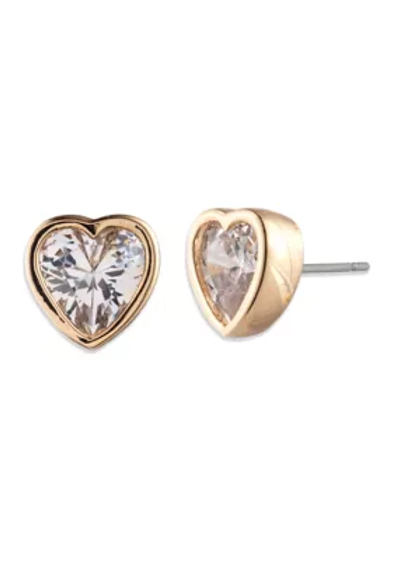 Heart Cubic Zirconia Stud Earrings