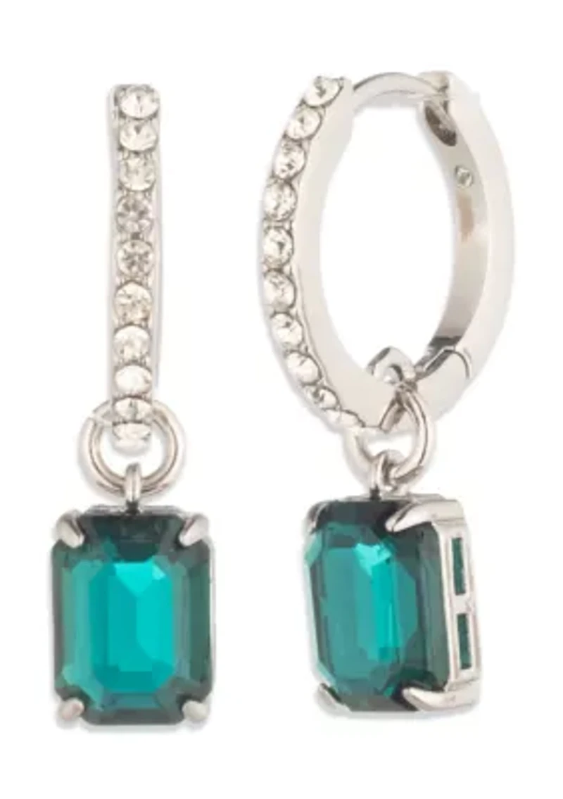 Stone Drop Pave Lever Earrings