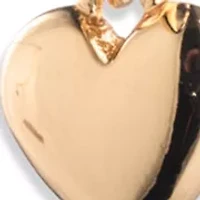 Puffy Heart Gold Tone Hoop Earrings