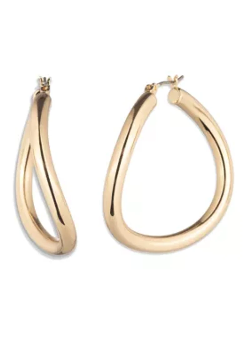 Sculptural Gold-Tone Hoop Earrings