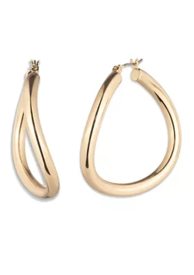 Sculptural Gold-Tone Hoop Earrings