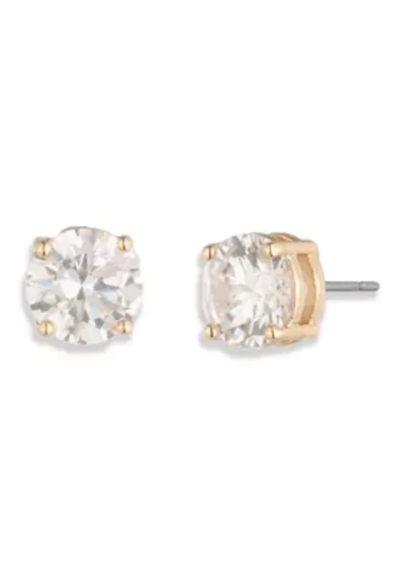 CZ Gold-Tone Stud Earrings