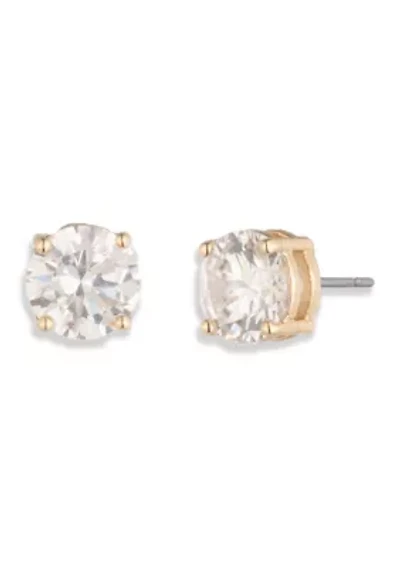 CZ Gold-Tone Stud Earrings