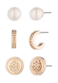  Pearl Coin Trio Earrings
