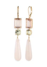 Gold Tone Blush Triple Stone Linear Earrings