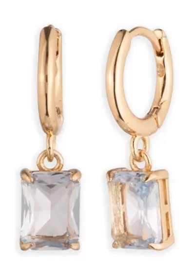 Stone Huggie Drop Earrings