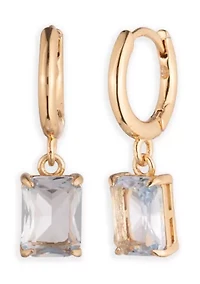 Stone Huggie Drop Earrings