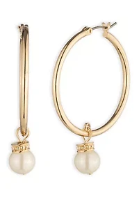  Pearl Drop Hoop Earrings