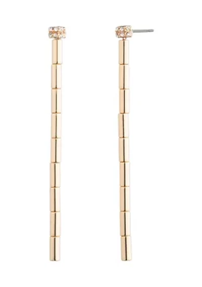 Crystal Pave Gold Tone Linear Earrings