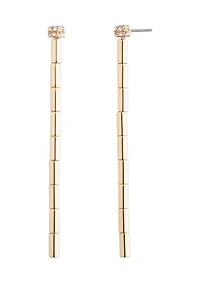 Crystal Pave Gold Tone Linear Earrings