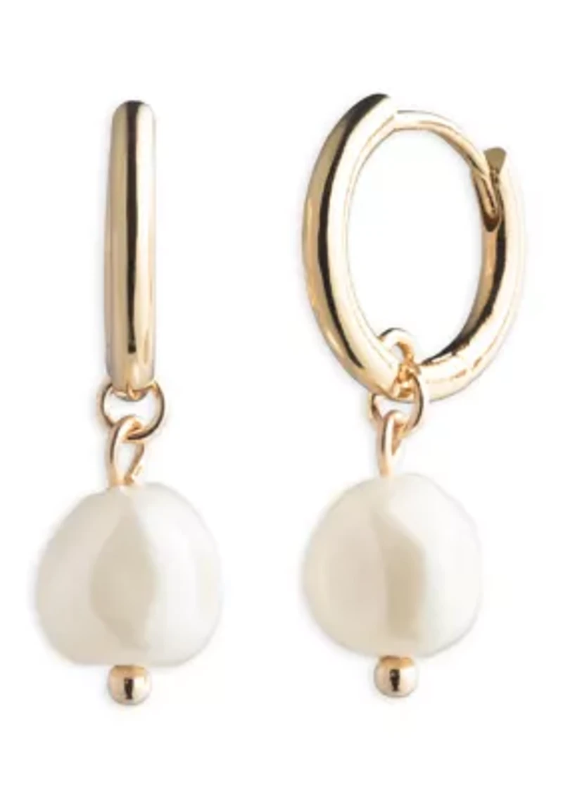 Pearl Drop Huggie Earrings