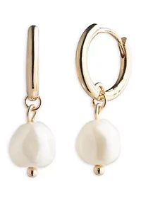 Pearl Drop Huggie Earrings