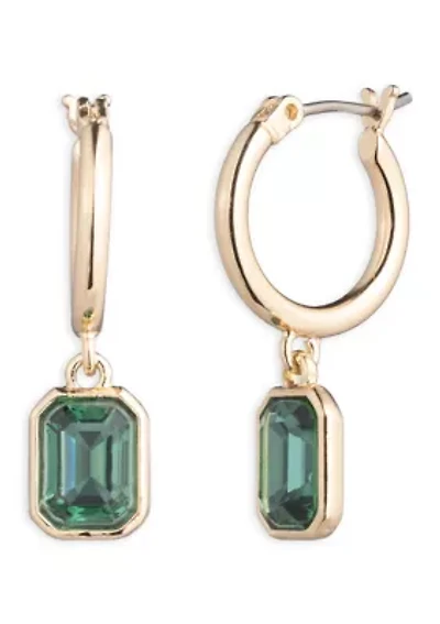 Stone Hoop Drop Earrings