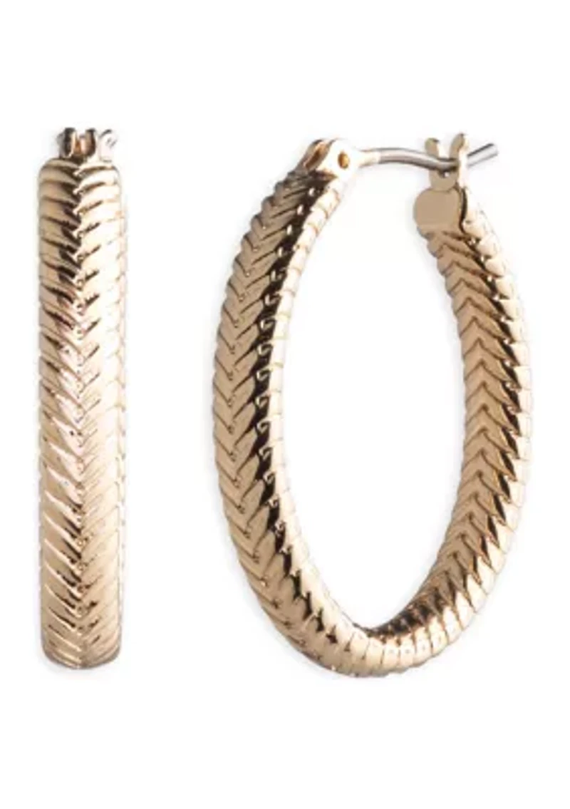 Textured Gold Tone Hoop Earrings