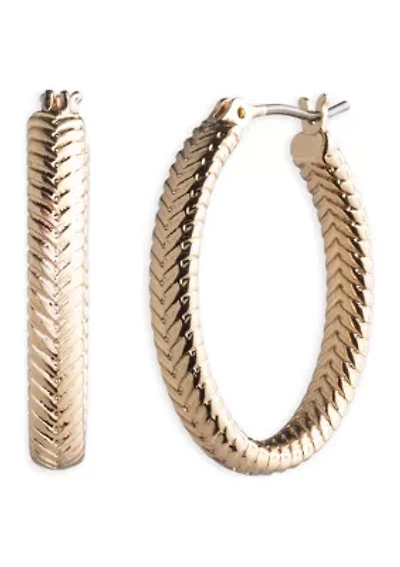 Textured Gold Tone Hoop Earrings