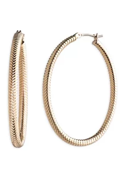 Textured Gold Tone Hoop Earrings