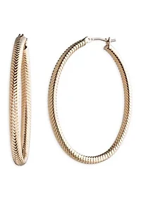Textured Gold Tone Hoop Earrings