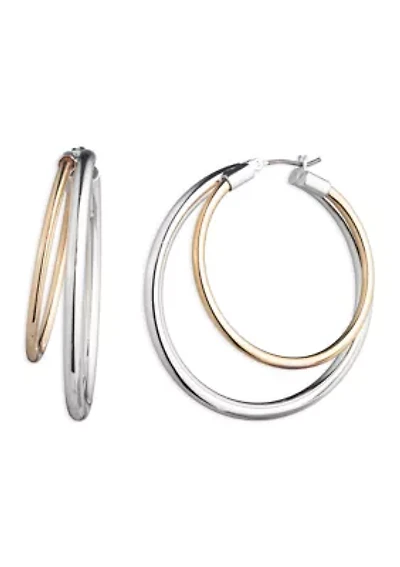 Two Tone Split Hoop Earrings
