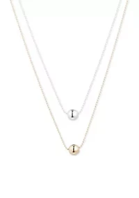 Two Tone 17" Two Row Bead Pendant Necklace