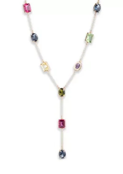 Gold Tone 16" Multi Stone Y Necklace