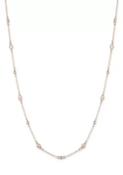Gold Tone Cubic Zirconia Stationed Collar Necklace