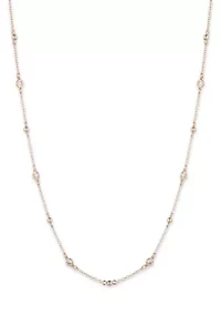 Gold Tone Cubic Zirconia Stationed Collar Necklace