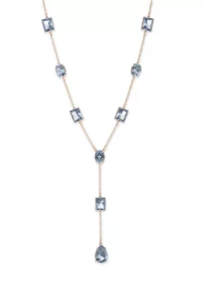 Gold Tone Stone Y Necklace