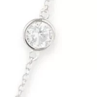 Silver Tone Crystal White 2 Row Station Necklace