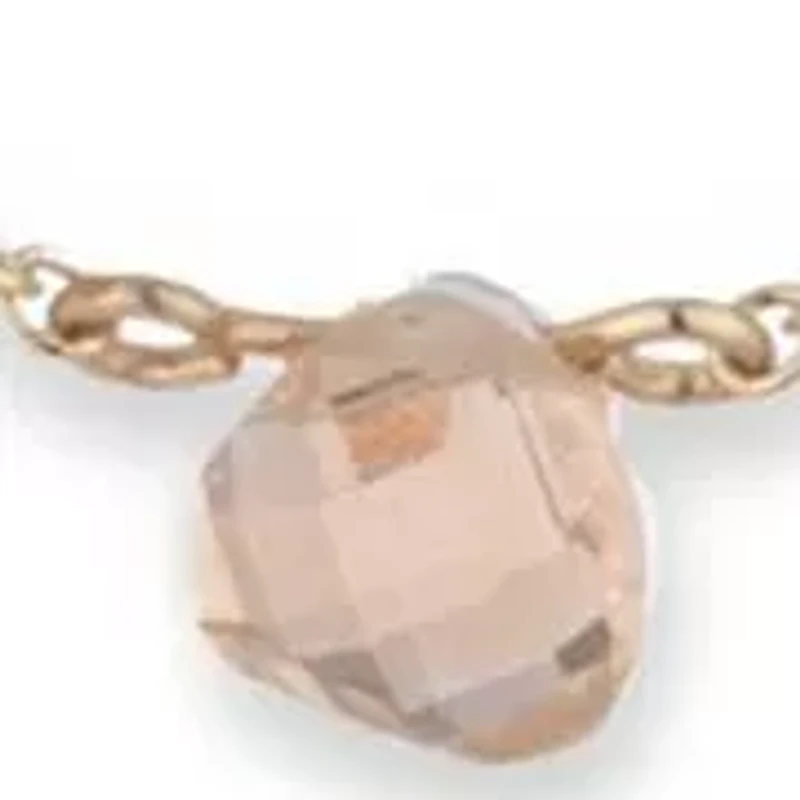 Gold Tone Pink Station Collar Necklace