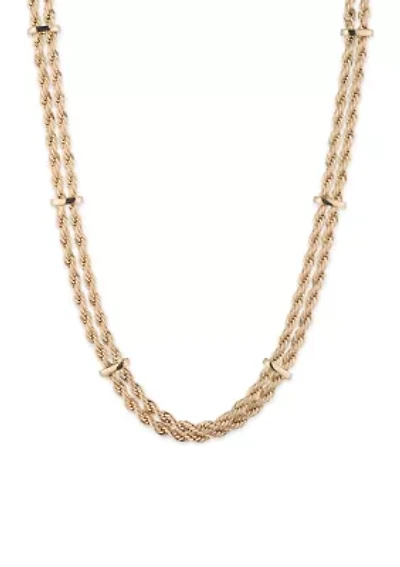 Gold Tone 2 Row Rope Collar Necklace