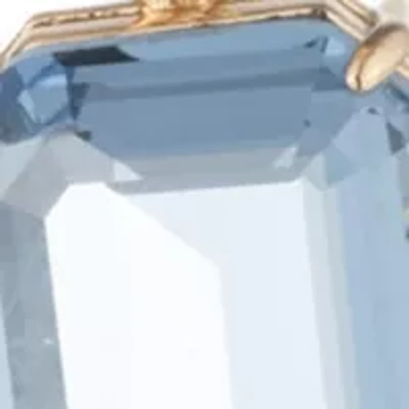 Gold Tone Blue Stone Pendant Necklace