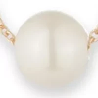 Gold Tone White 2 Row Pearl Necklace