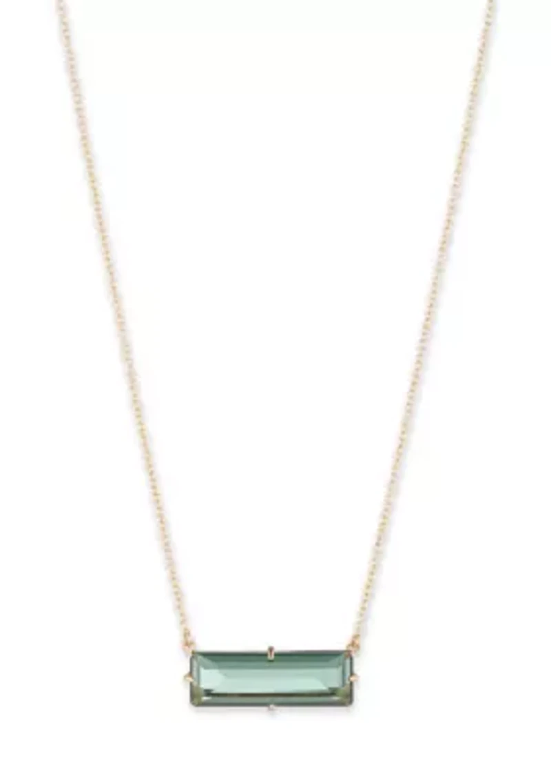 Gold Tone Baguette Pendant Necklace