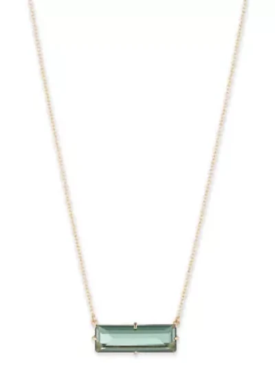 Gold Tone Baguette Pendant Necklace