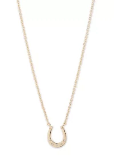 Gold Tone Horseshoe Pendant Necklace