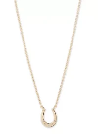 Gold Tone Horseshoe Pendant Necklace