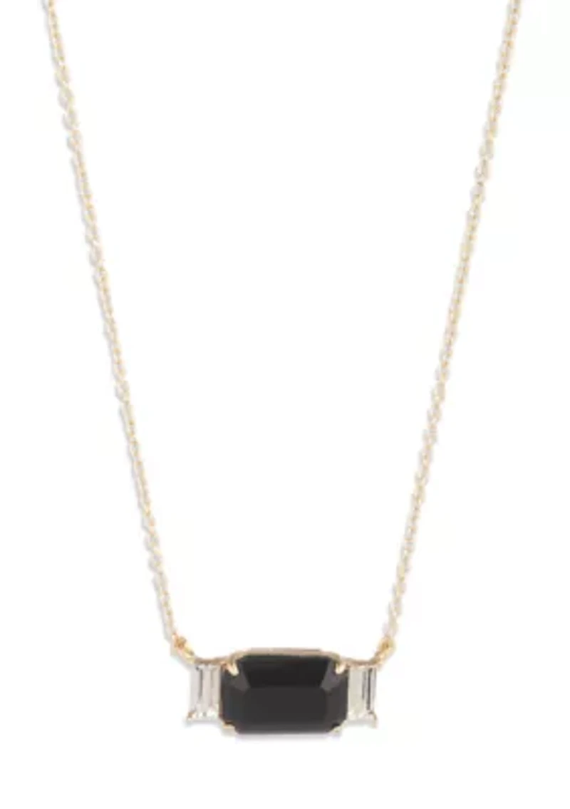 Stone Gold Tone Pendant Necklace