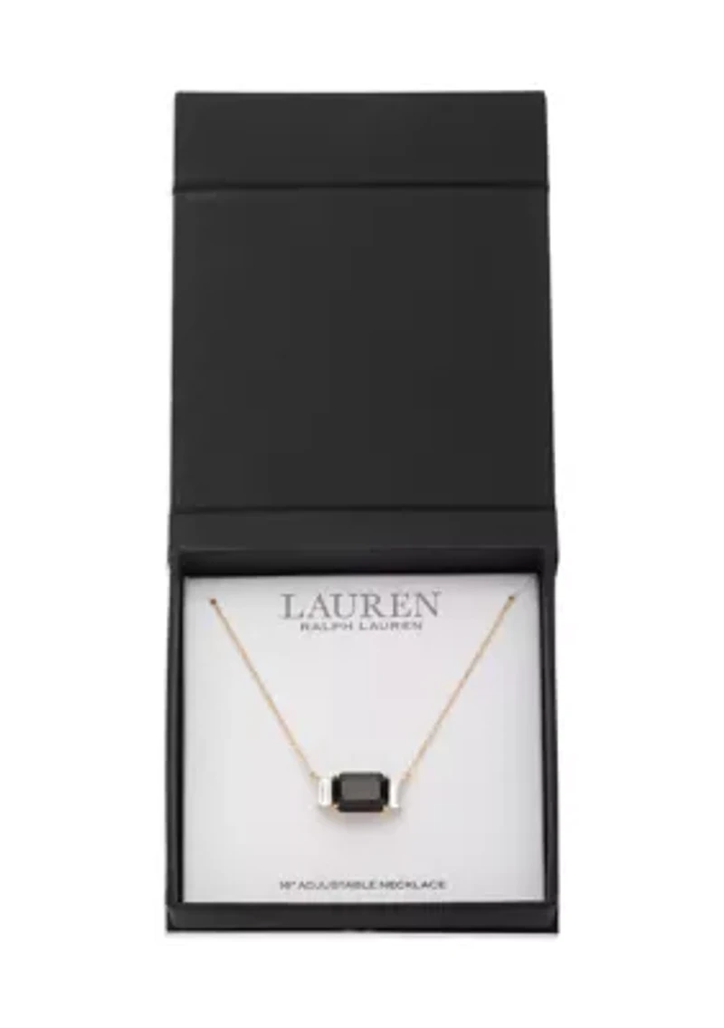 Stone Gold Tone Pendant Necklace