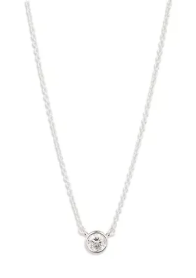 CZ Silver-Tone Pendant Necklace